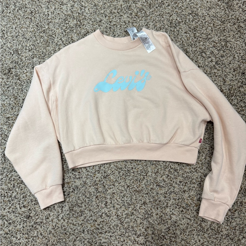 Levi's Women's Pale Pinkish Cream Cropped Sweatshirt